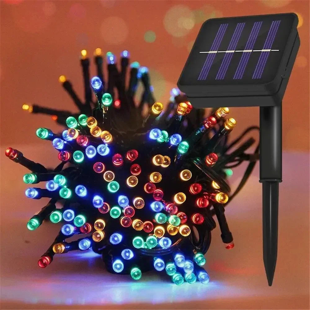 Solar String Light Fairy Outdoor Garden Waterproof Lamp 2025 Christmas Garland Xmas Holiday Party Home Halloween Decoration