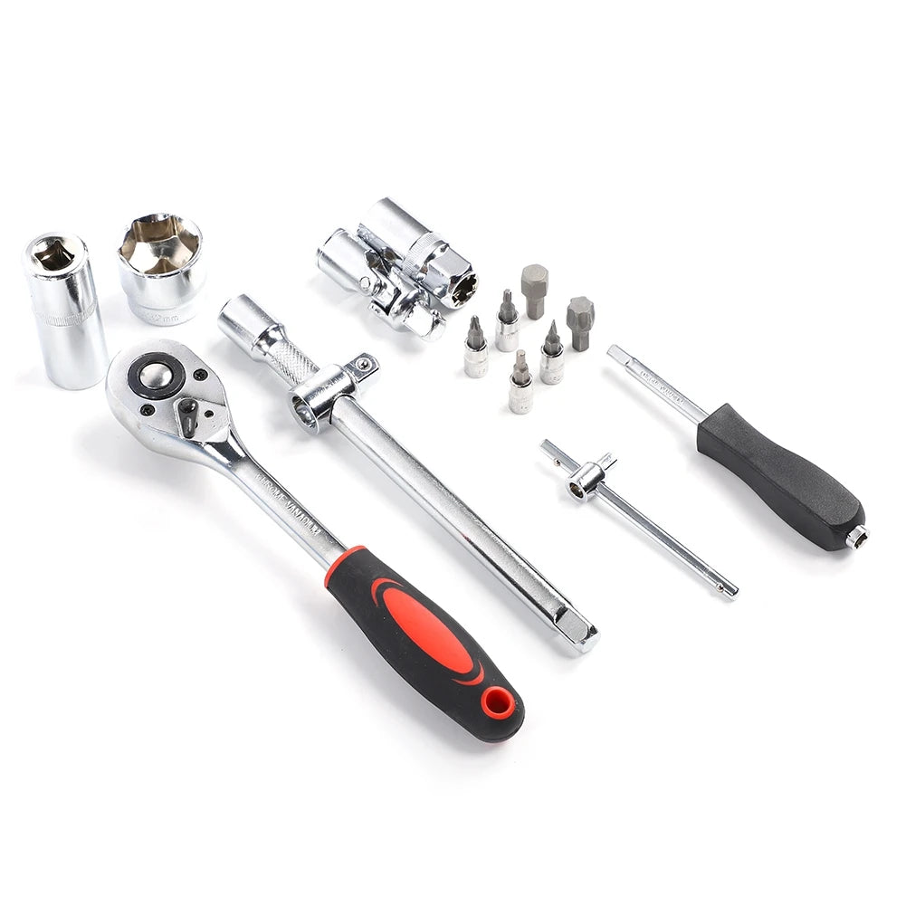 108Pcs Ratchet Wrench Set 1/4in 1/2in CR40 Steel Socket Set Tool Case Box Hex Extension Socket Hand Tools Kits Screwdriver Bits