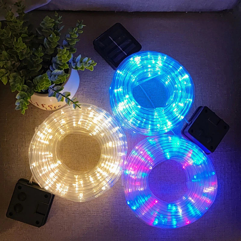 Solar Rope Lights Solar LED Light Path Deck Outdoor Garden Solar String Lights Waterproof Outdoor Lighting Strips 8 Light Modes