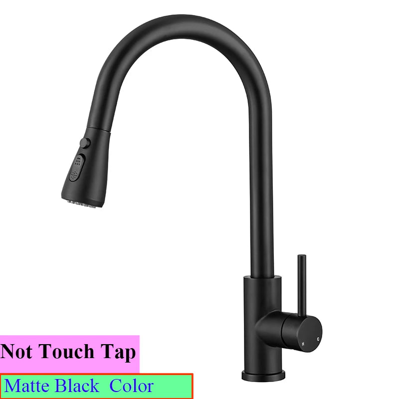 White Touch on Kitchen Sink Faucets 3 Ways Sprayer Hot Cold Pull Out Kitchen Sink Mixer Tap Smar Sensor Touch Kitchen Faucet Tap