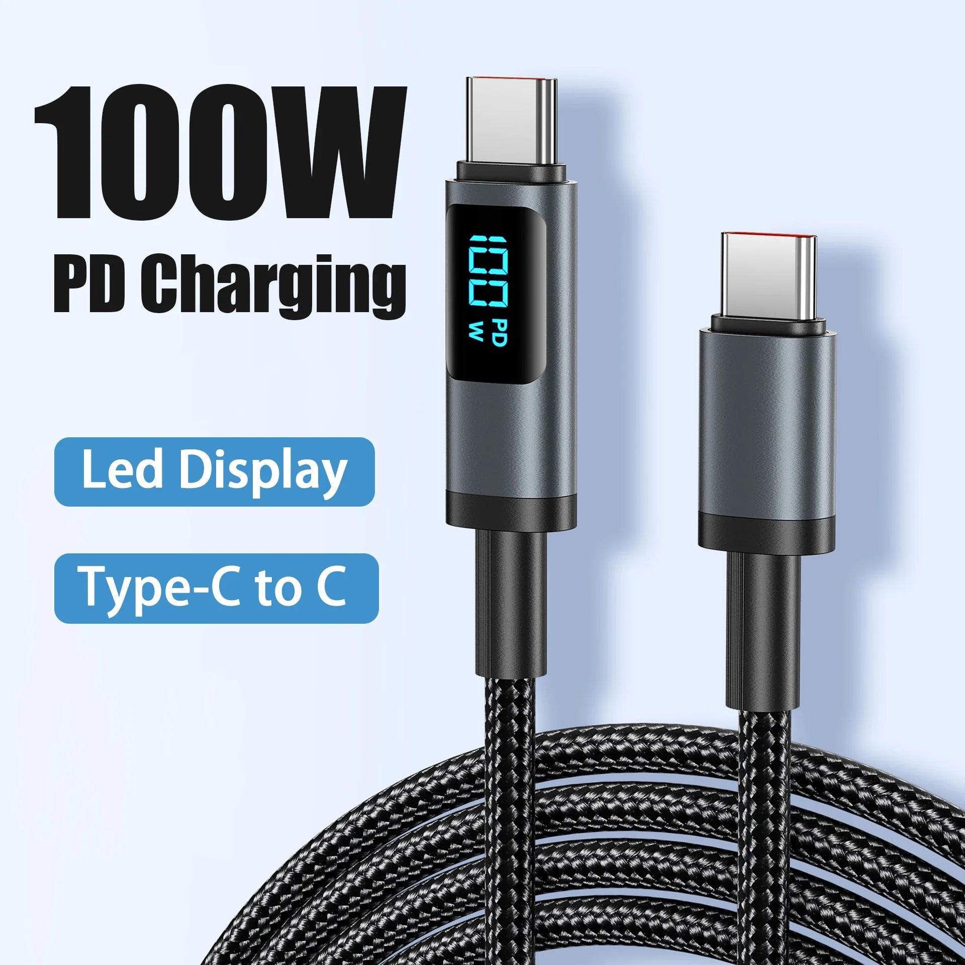PD 100W Type C Cable PD Fast Charging USB C Display Cable Charger Cord For iPhone15 Macbook iPad Xiaomi Data Cord Wire