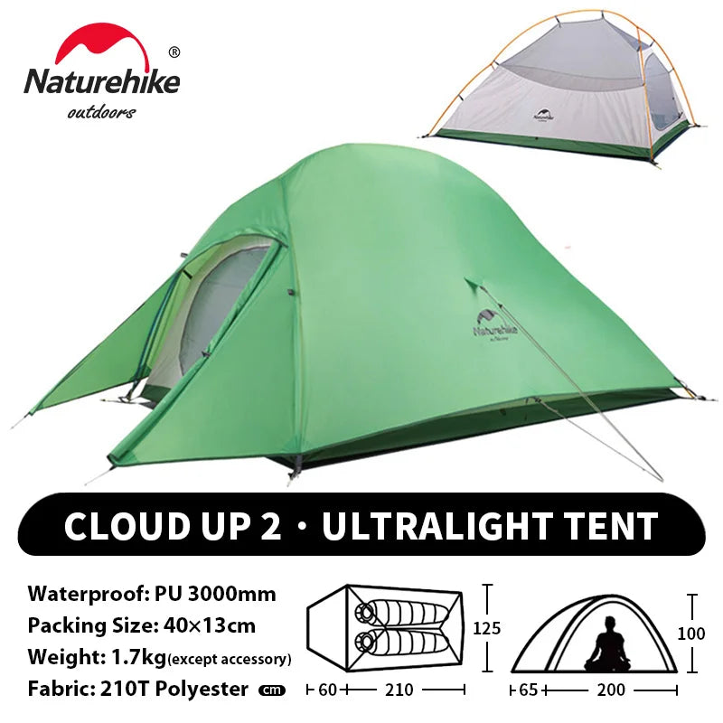Naturehike Cloud Up 1 2 3 Person Camping Tent Ultralight Waterproof Trekking Tents Hiking Backpacking Shelter Tent Travel Tent
