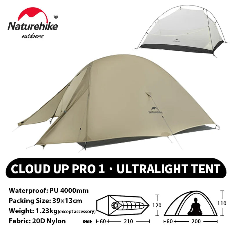 Naturehike Cloud Up 1 2 3 Person Camping Tent Ultralight Waterproof Trekking Tents Hiking Backpacking Shelter Tent Travel Tent