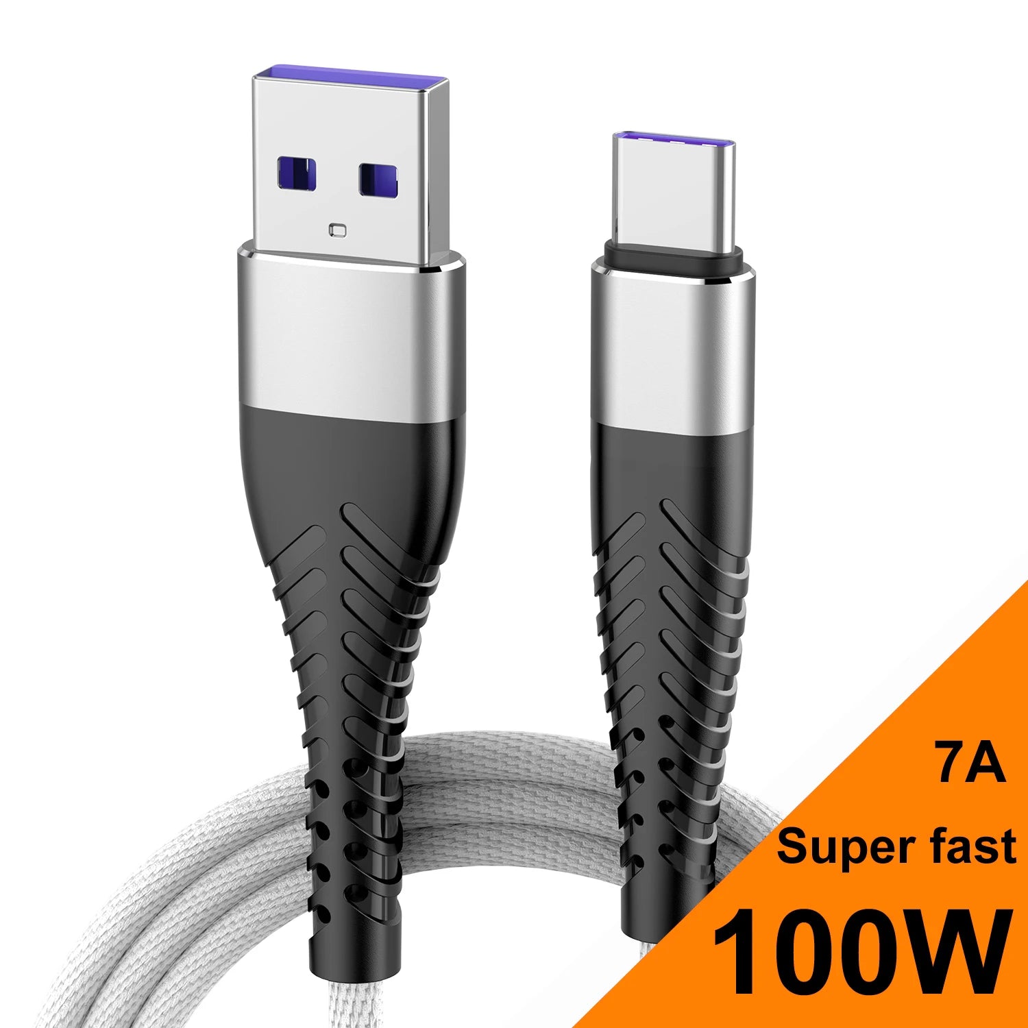 7A 100W Type C Cable Super Fast Charging Data Cord for iPhone Xiaomi Huawei Samsung Oneplus USB C Cable Phone Nylon braided Wire