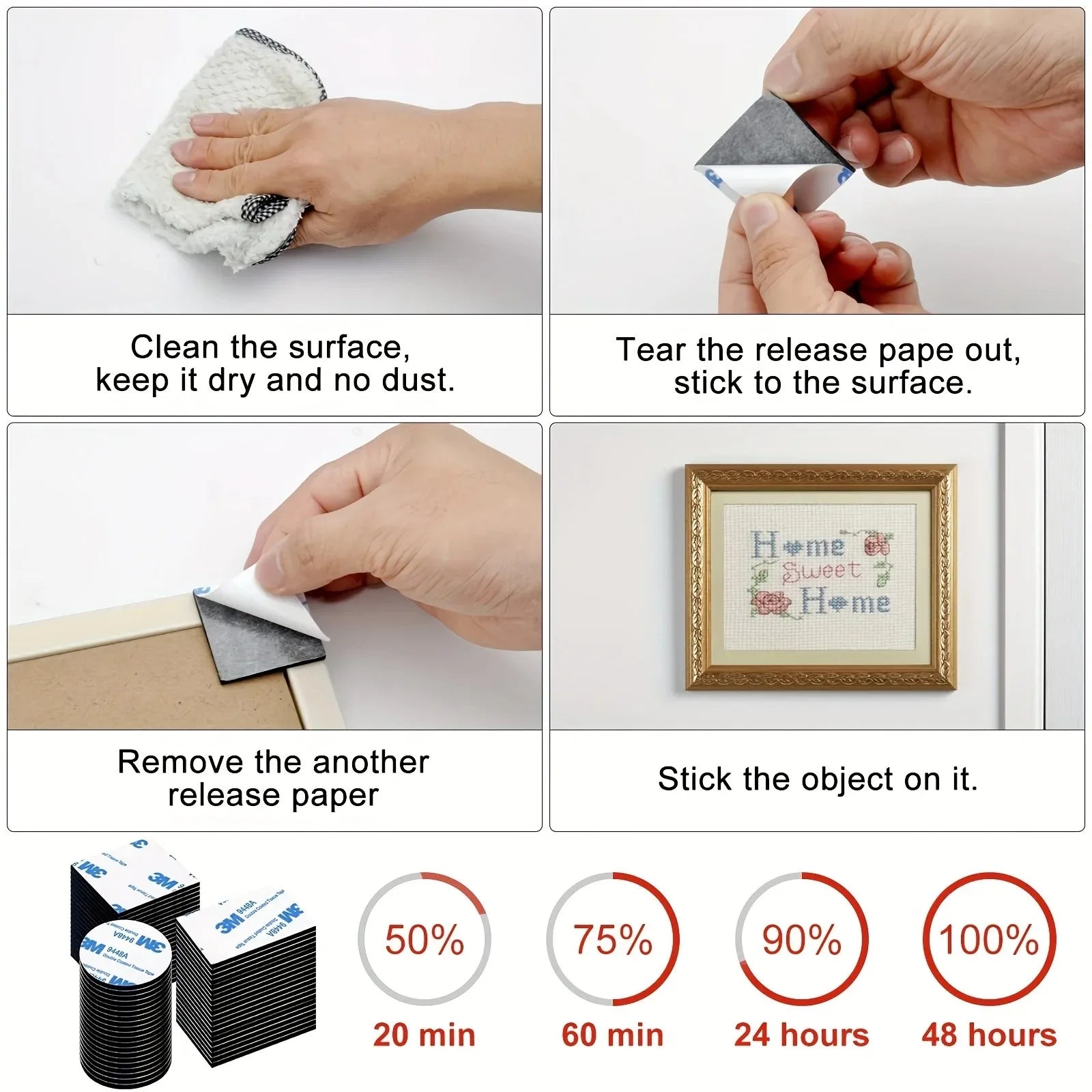 30pcs Double Sided Tape, Wall Tape Suitable For Home, Office, Car,