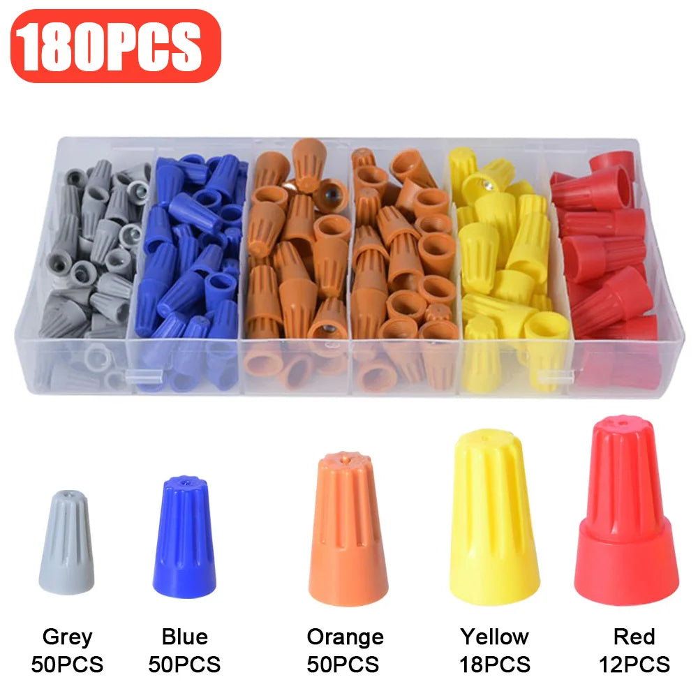 345PCS Crimping Cap Fast Wire Connector Electrical Insulated Twist Crimp Terminal AWG22-10 Nut Spring End Cap Rotating Splicing