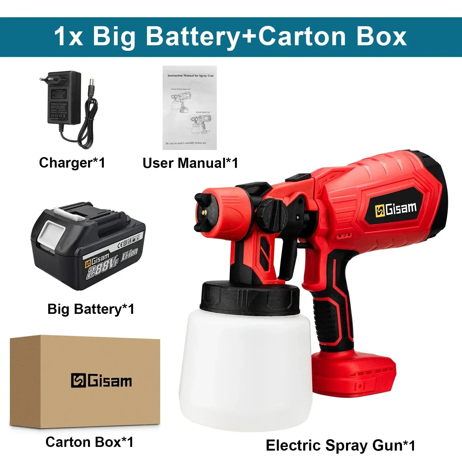 Gisam 1000ML Electric Cordless Spray Gun HVLP Paint Sprayer For Furniture Coating Airbrush Tools For Makita 18V Battery Pins