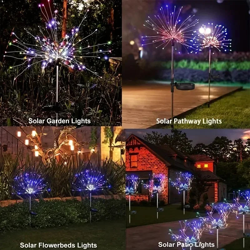 90LED Solar Fireworks Light Outdoor Fairy Garden Lights 8 Lighting Modes DIY Starburst Solar Lamps Holiday Decorative Lights
