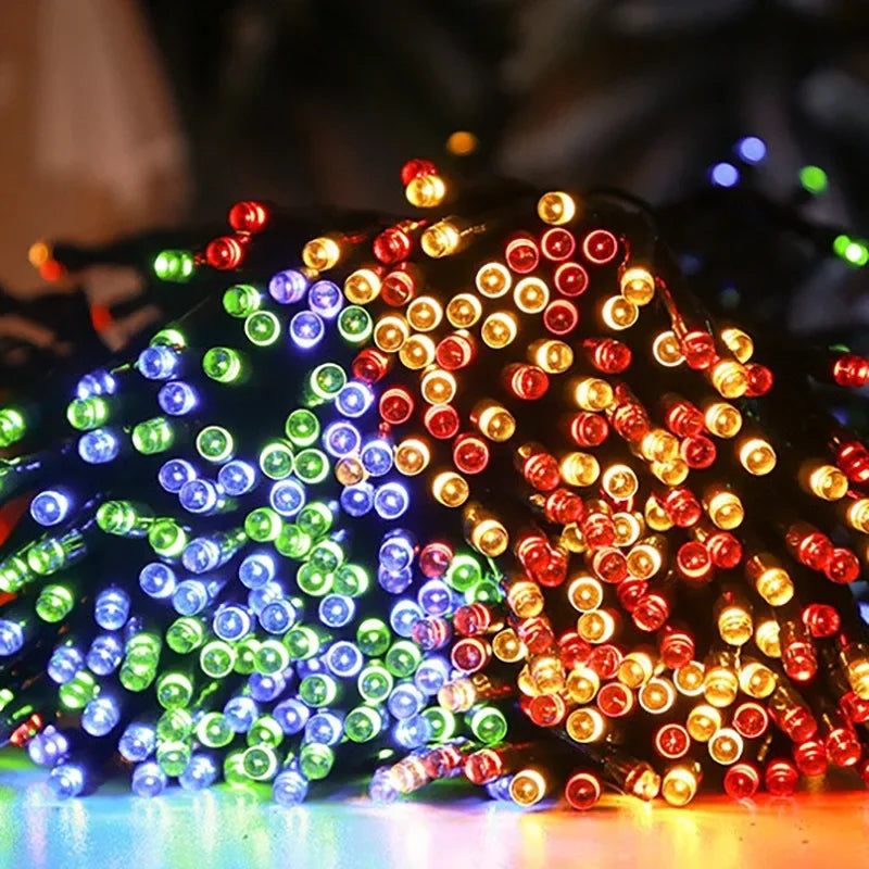 Solar String Light Fairy Outdoor Garden Waterproof Lamp 2025 Christmas Garland Xmas Holiday Party Home Halloween Decoration