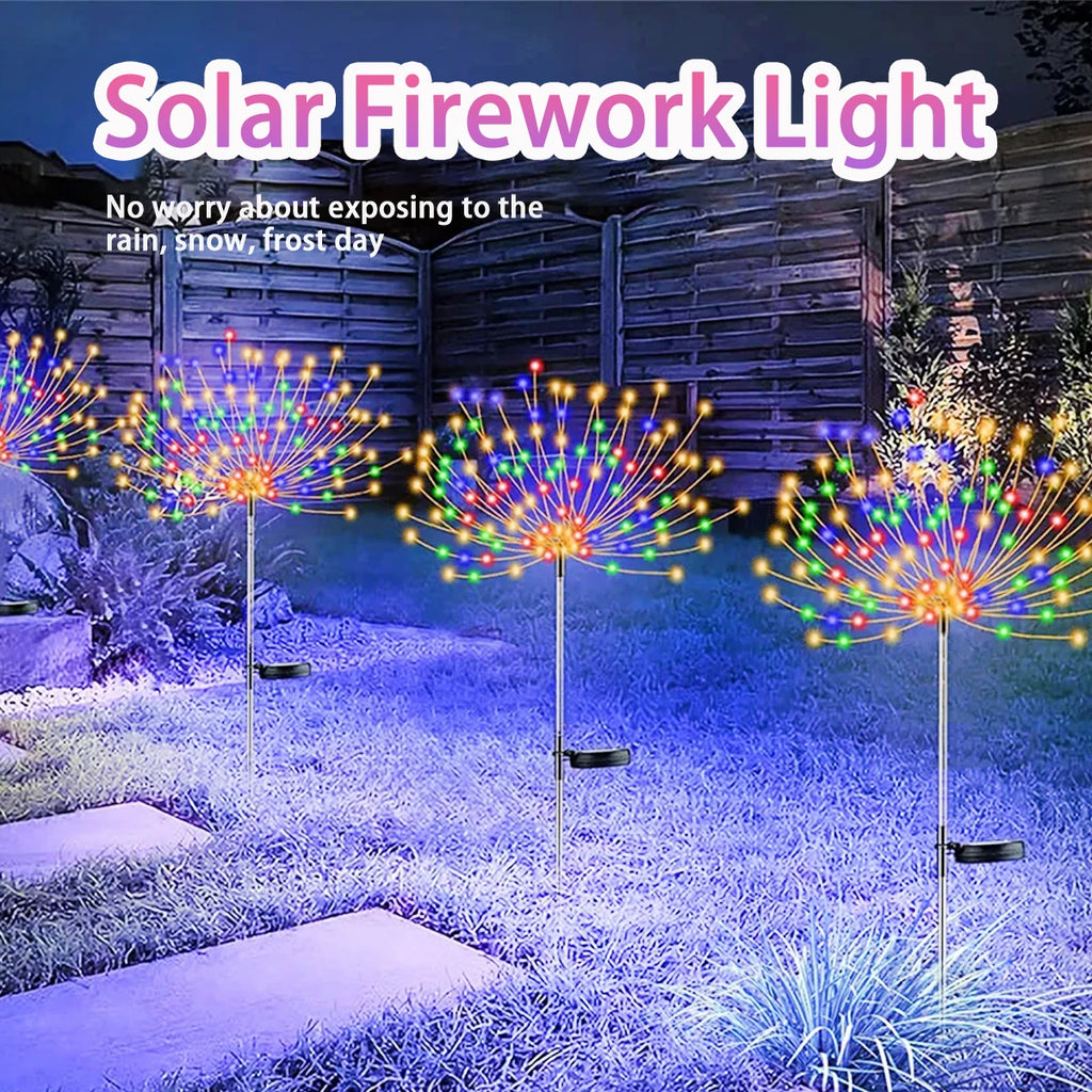 Solar Fireworks LED Light Outdoor Waterproof Solar Light 8 Lighting Modes DIY Starburst Fairy Light Holiday Decorative Lights