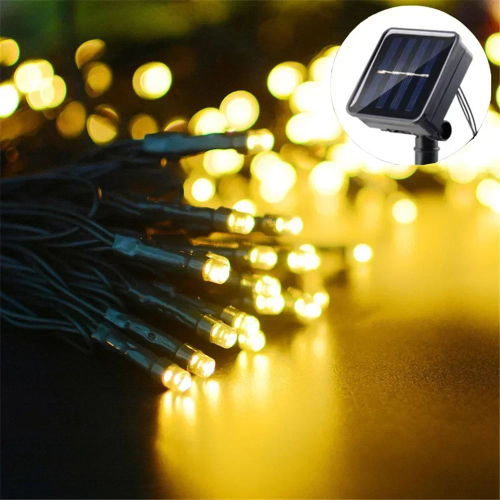 Solar String Light Fairy Outdoor Garden Waterproof Lamp 2025 Christmas Garland Xmas Holiday Party Home Halloween Decoration