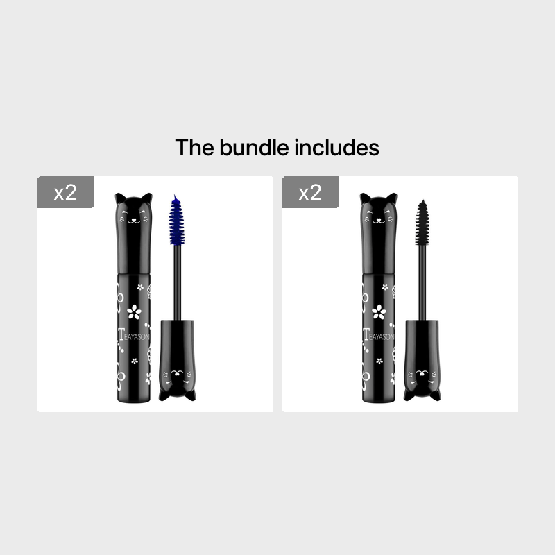 4D Fiber Mascara, Cat Eye Charming Long-Lasting Thick Eyelash Smudge-Proof Waterproof Quick-Drying Eyeliner Makeup Gift For Women Contains Plant Squalane Formula