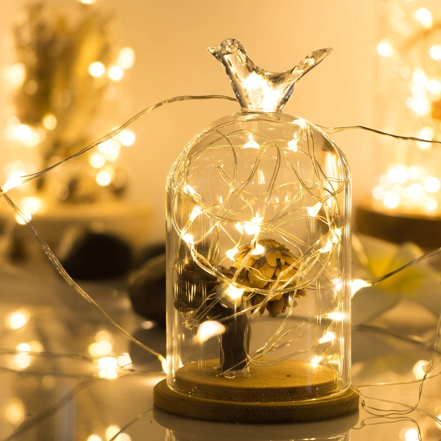 [LED Fairy Lights] Christmas LED Fairy Lights 1set, Copper Wire String 2/5/10m, Battery Box, Holiday Outdoor Lamp Garland for Wedding Party Decoration