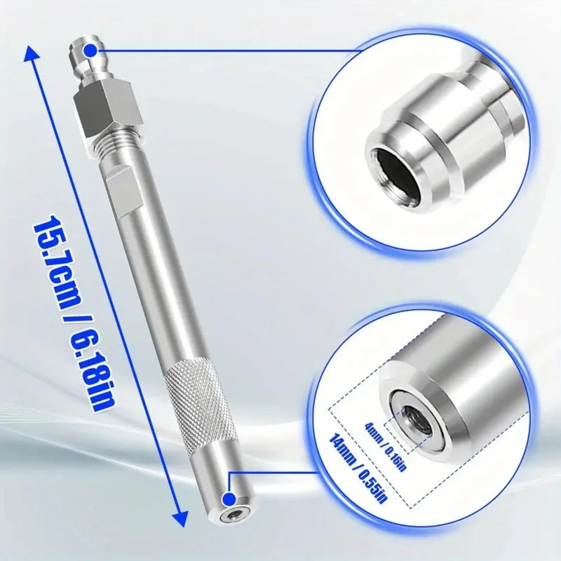High-Pressure Washer Nozzle - 1/4'' Quick Connect, Stainless Steel, Adjustable 3.0 Orifice, 360° Swivel for 1000-6000 PSI