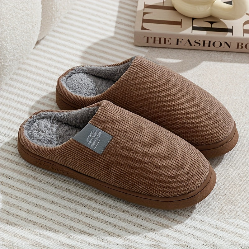 Women's & Unisex Plush Slip-On Slippers with Non-Slip Rubber Sole - Winter Warm Indoor House Shoes, Soft Plush & Cushioned Footbed, Multi-Color Options (Pink, Blue, Grey, Brown, Green, Yellow, Orange) for Home, Postpartum Car