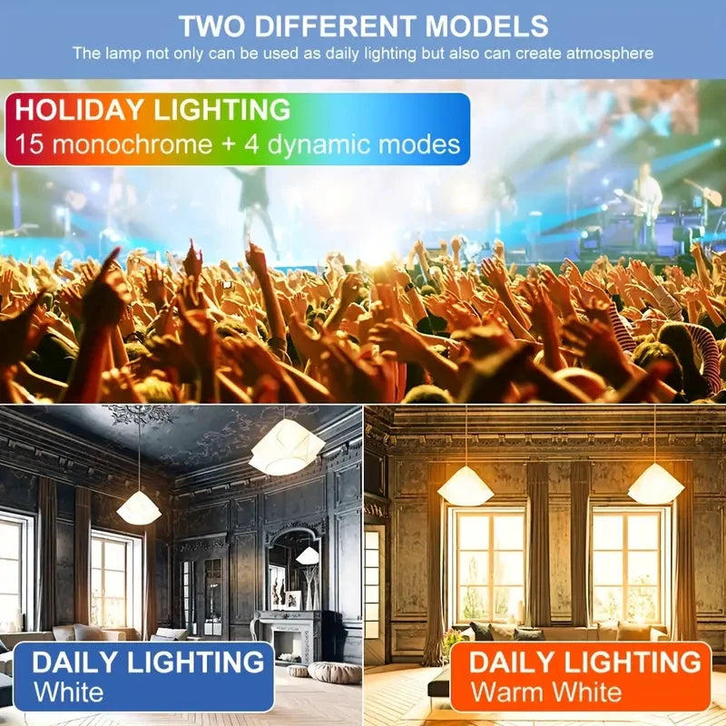 16 Colors RGB Bulb LED Multicolor Bulb E27 Base 220V Household Lighting Dimmable 24 Key Remote Control Atmosphere Neon Light