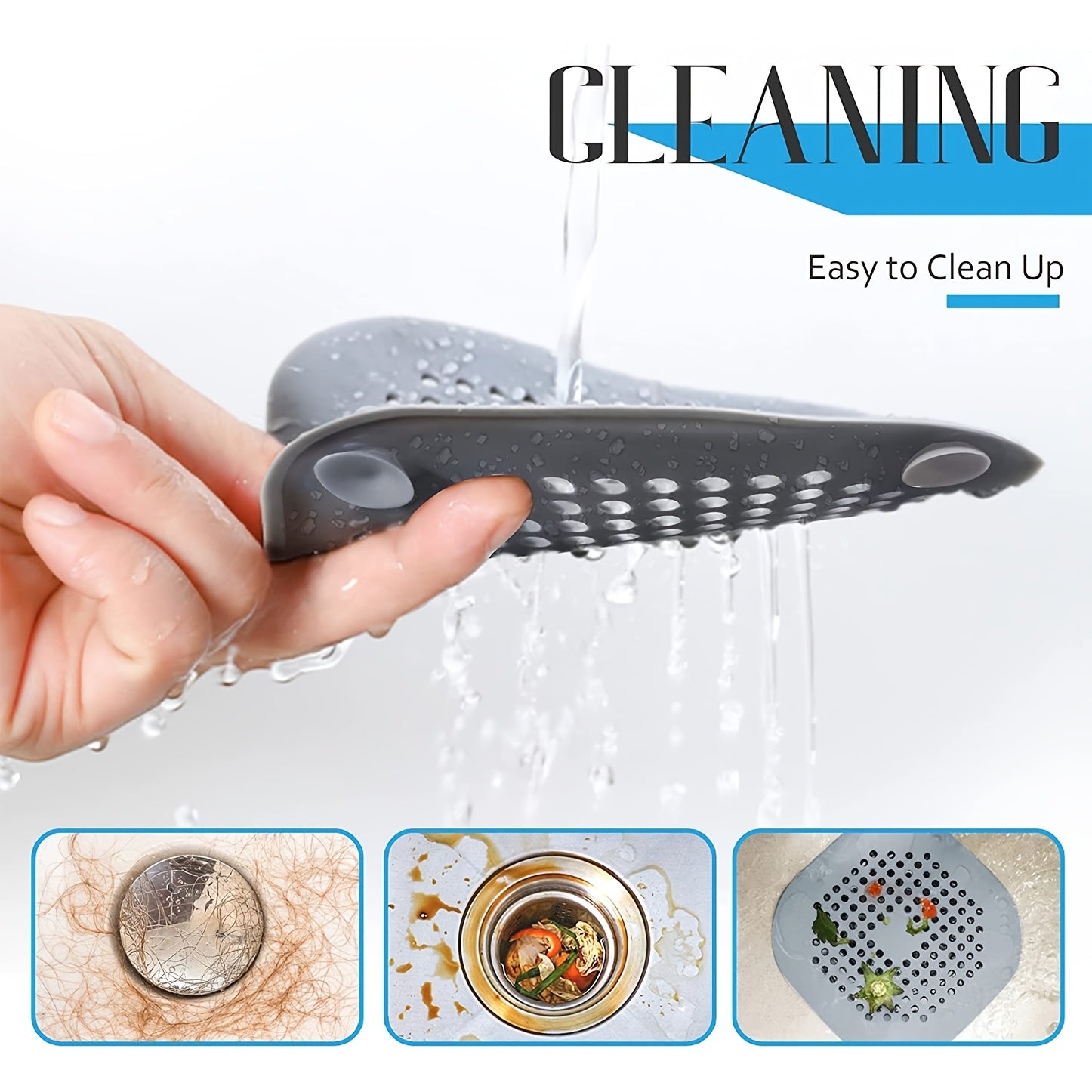 1pc or 4pcs Silicone Bathroom & Kitchen Drain Protector - Anti-Clog Shower Tub Floor Drain Plug, Non-Slip Bathroom Sink Drain Cover, Easy-Clean Drain Filter for Bathtub, Shower, Sink - Prevents Hair Clogs, Debris Buildup - Ba