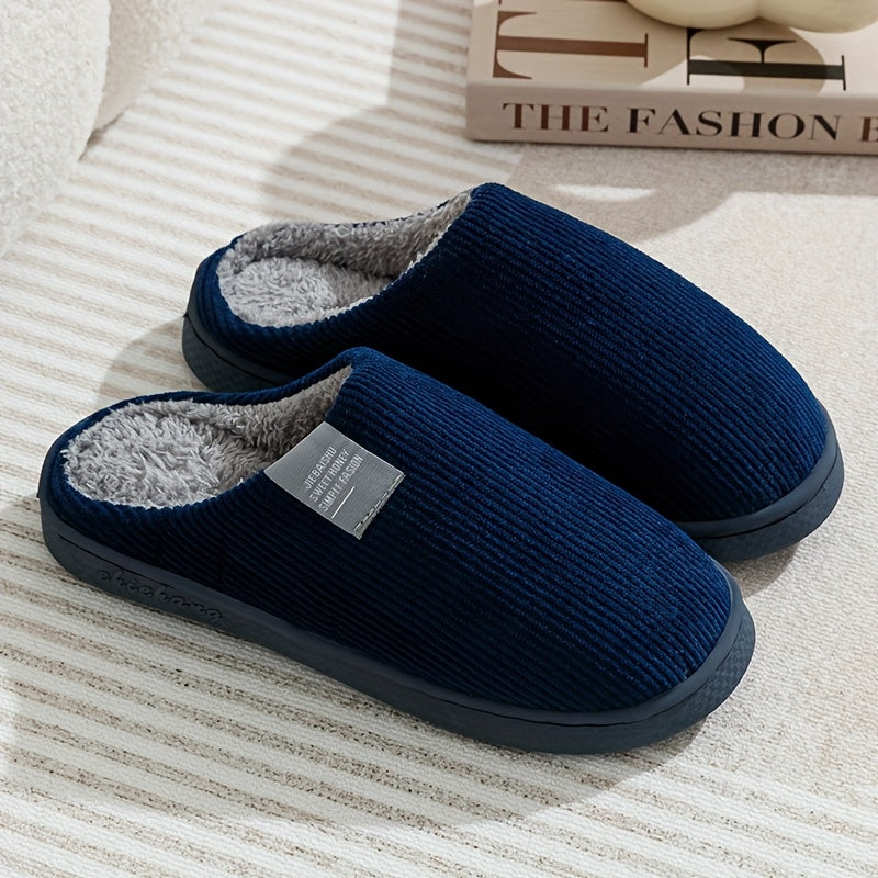 Women's & Unisex Plush Slip-On Slippers with Non-Slip Rubber Sole - Winter Warm Indoor House Shoes, Soft Plush & Cushioned Footbed, Multi-Color Options (Pink, Blue, Grey, Brown, Green, Yellow, Orange) for Home, Postpartum Car