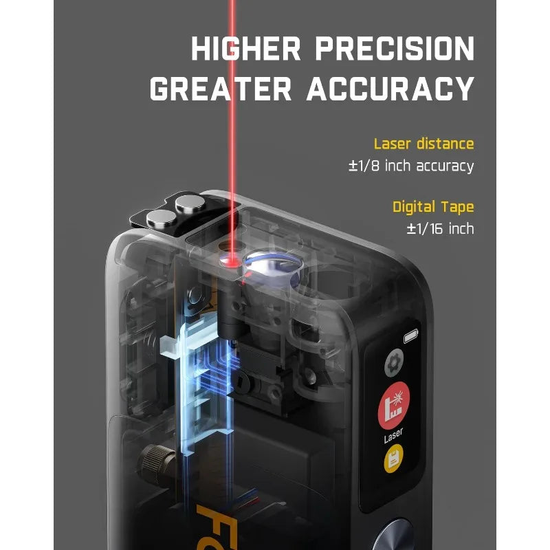 A10 Pro 2-in-1 Digital Laser Tape Measure With HD IPS Color Display,165Ft Rechargeable Laser Measurement Tool & 9.8Ft Measuring
