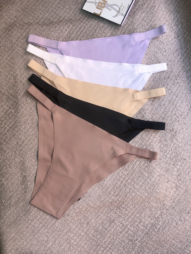 5pcs Seamless Women's Bikini Panties - Comfortable, Stretchy Nylon/Elastane Blend, Low-Rise, Solid Color in Casual to Yoga Fitness Wear, Breathable & Soft