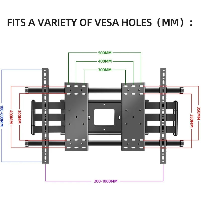 98 100 TV Wall Mount 86 90 105 110 120 Inch Full Motion Bracket Large Screen Heavy Duty Led Adjustable Articulating Stand Max