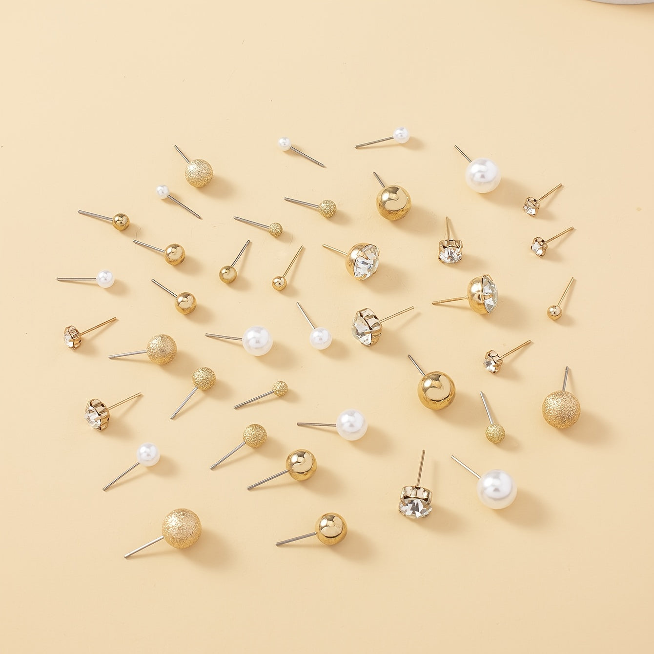 20Pairs Faux Pearl Rhinestone Stud Earrings Set For Women Daily Decor Jewelry