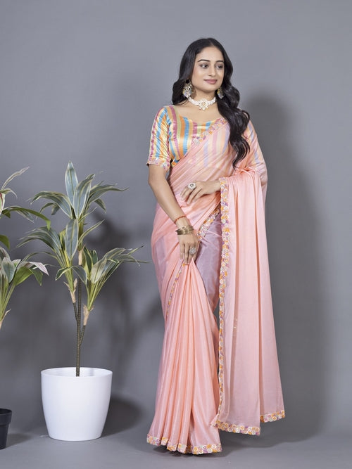 Women's Elegant Saree Set for festive wear-Light Pink